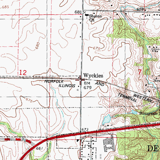 Topographic Map of Wyckles, IL