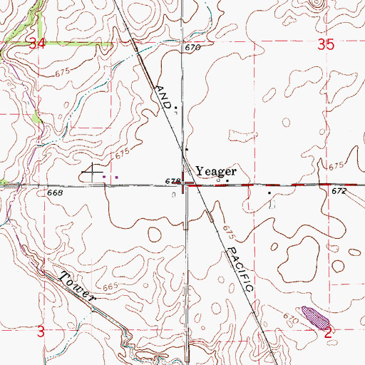 Topographic Map of Yeager, IL