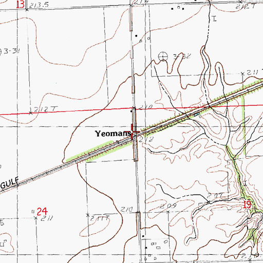 Topographic Map of Yeomans, IL