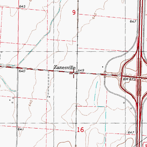 Topographic Map of Zanesville, IL