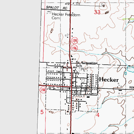 Topographic Map of Saint Augustine Catholic School, IL