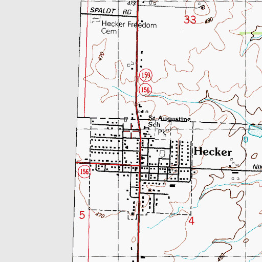 Topographic Map of Saint Augustine Catholic Church, IL