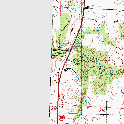 Topographic Map of Saint Marcus Cemetery, IL