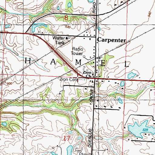 Topographic Map of Zion Lutheran Cemetery, IL