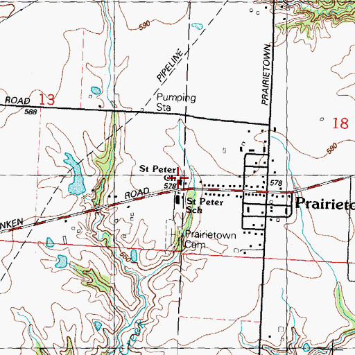 Topographic Map of Saint Peter Lutheran Church, IL