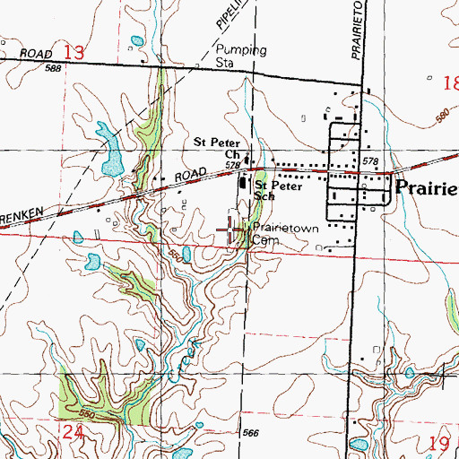 Topographic Map of Saint Peters Lutheran Cemetery, IL