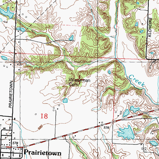 Topographic Map of Wieseman-Ruehnoll Cemetery, IL