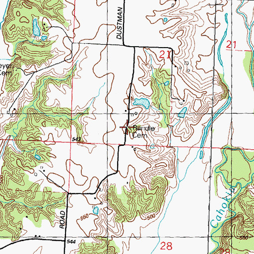 Topographic Map of Randle Family Cemetery, IL