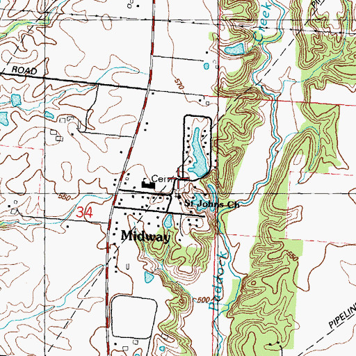 Topographic Map of Saint John United Church of Christ Cemetery, IL