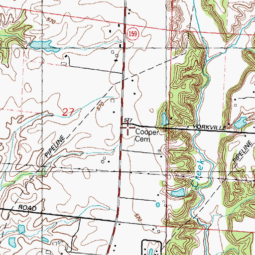 Topographic Map of Cooper Cemetery, IL