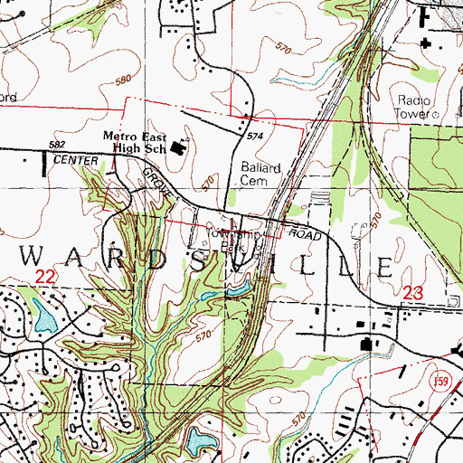 Topographic Map of Edwardsville Township Community Park, IL
