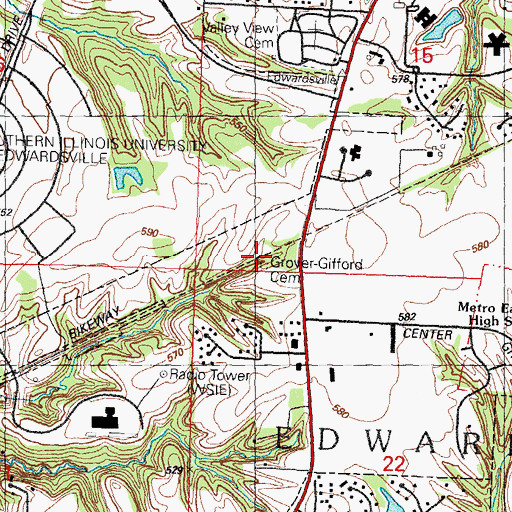 Topographic Map of Grover-Gifford Family Cemetery, IL