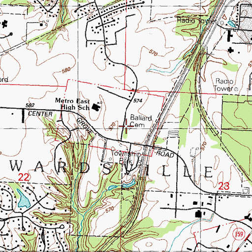 Topographic Map of Ballard Cemetery, IL