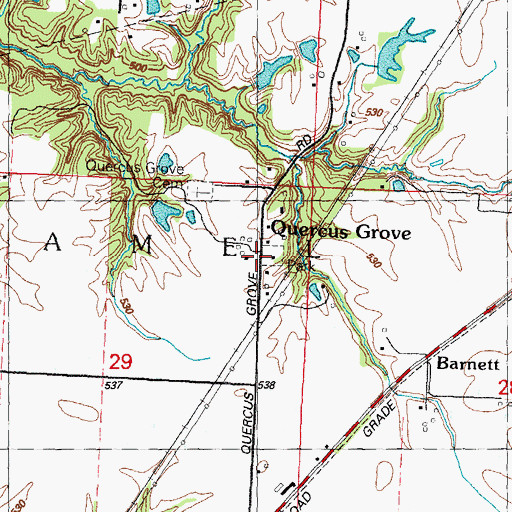 Topographic Map of Quercus Grove, IL