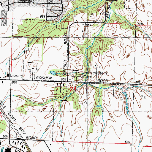 Topographic Map of Frickenstein Cemetery, IL