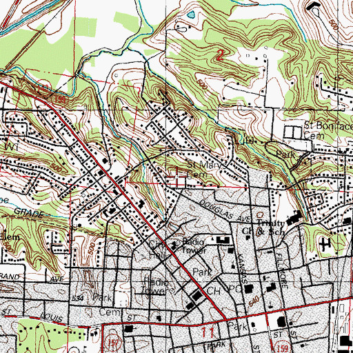 Topographic Map of Saint Marys Catholic Cemetery, IL