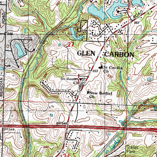 Topographic Map of Saint James Lutheran Church, IL