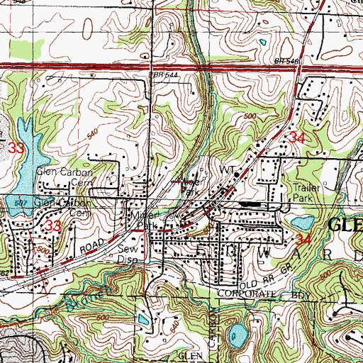 Topographic Map of Miner Park, IL