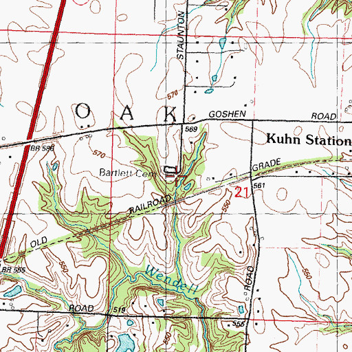 Topographic Map of Bartlett Cemetery, IL