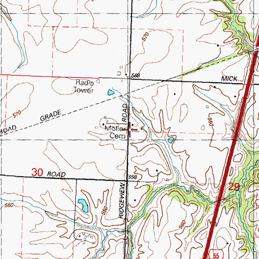 Topographic Map of Moller Cemetery, IL