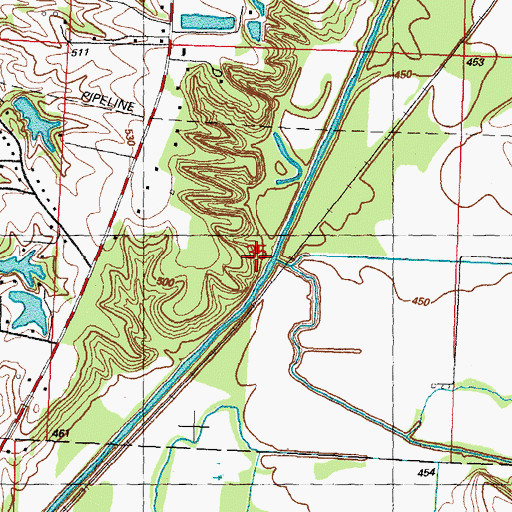 Topographic Map of Mooney Creek, IL