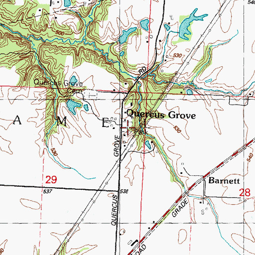 Topographic Map of Quercus Grove School, IL