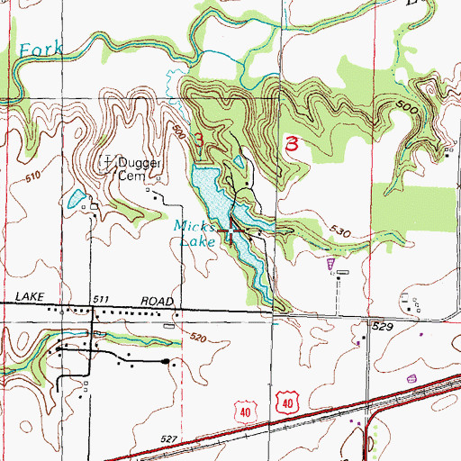 Topographic Map of Micks Lake, IL