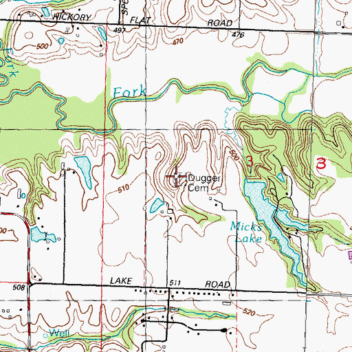 Topographic Map of Dugger Cemetery, IL