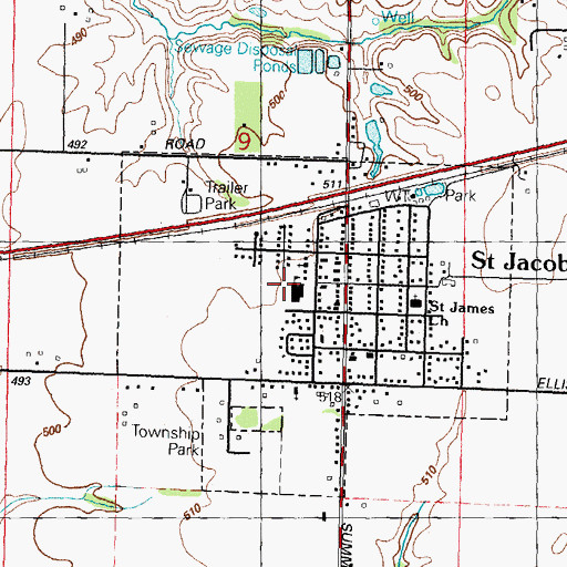 Topographic Map of Saint Jacob School, IL