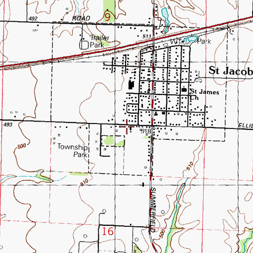 Topographic Map of Saint Jacob United Church of Christ, IL