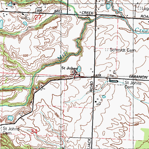 Topographic Map of Saint John the Baptist Catholic Church, IL