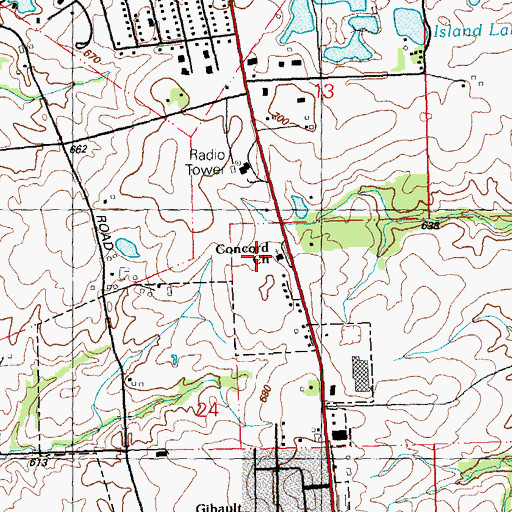 Topographic Map of Concord Presbyterian Church, IL