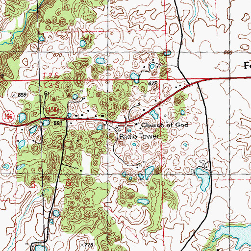 Topographic Map of Church of God, IL