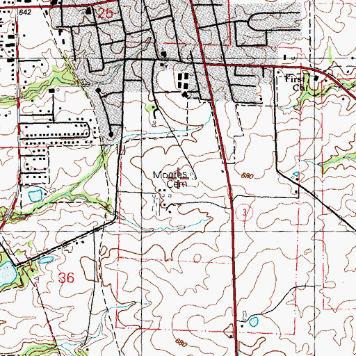 Topographic Map of Moores Cemetery, IL