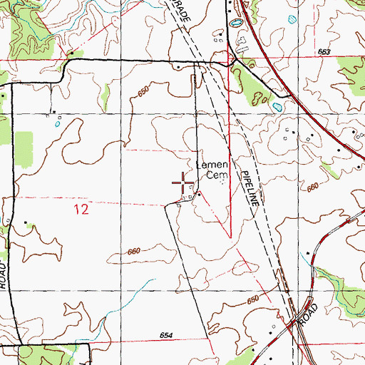 Topographic Map of Lemen Cemetery, IL