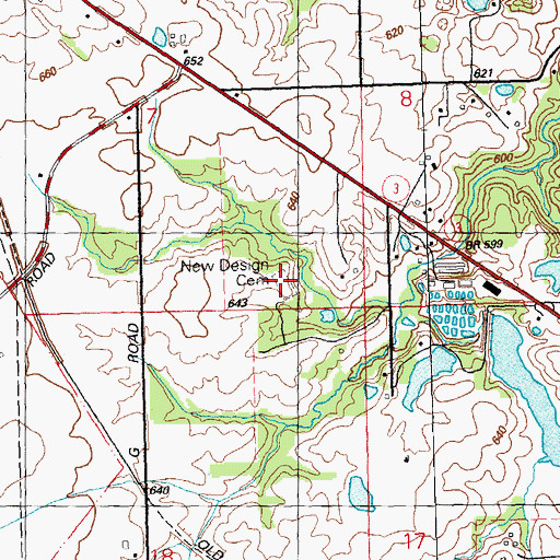 Topographic Map of New Design Historical Cemetery, IL