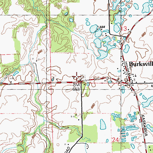 Topographic Map of Burksville Cemetery, IL