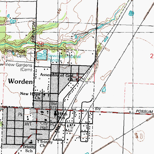 Topographic Map of Assembly of God Church, IL