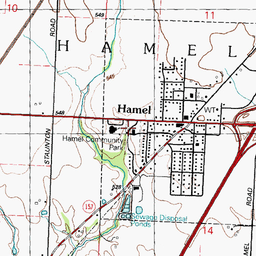 Topographic Map of Hamel Community Center, IL