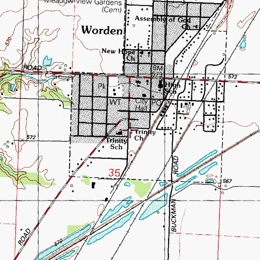 Topographic Map of Trinity Lutheran Church, IL