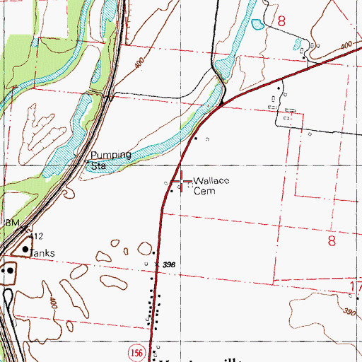 Topographic Map of Wallace Cemetery, IL