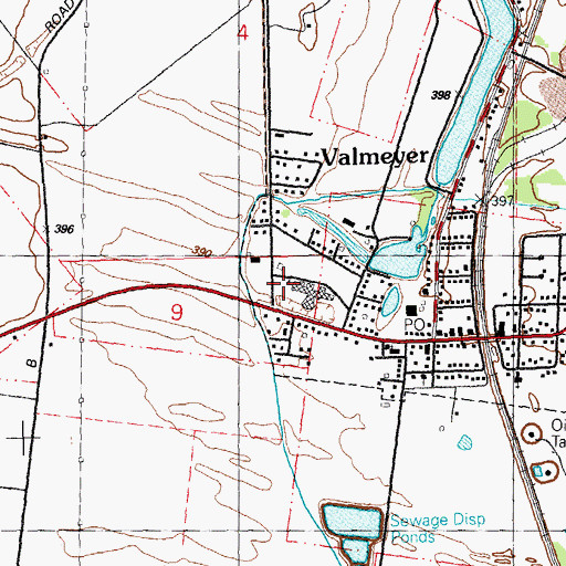 Topographic Map of Valmeyer Community School, IL