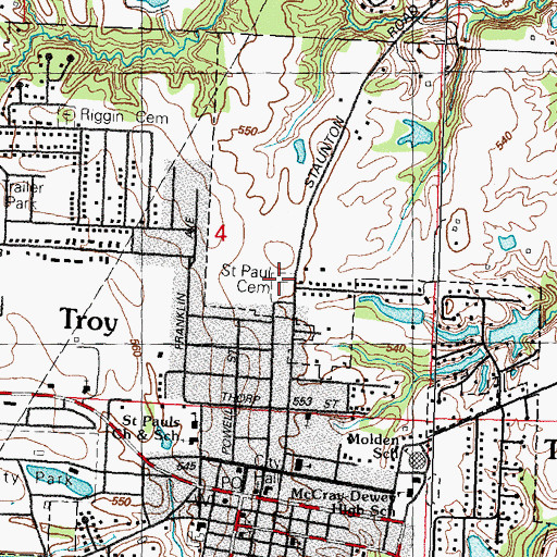 Topographic Map of Saint Paul Lutheran Cemetery, IL