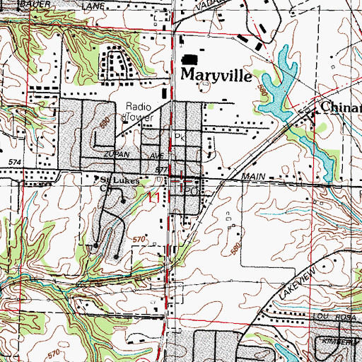 Topographic Map of First Baptist Church, IL