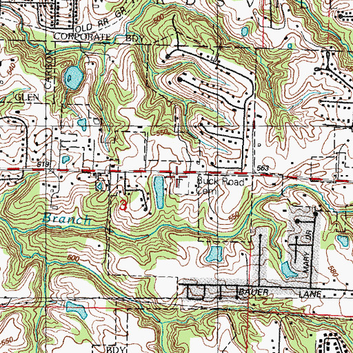Topographic Map of Buck Road Cemetery, IL