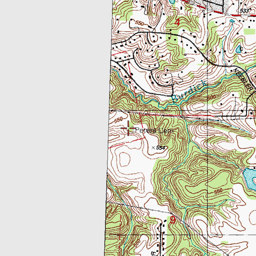 Topographic Map of Peters Cemetery, IL