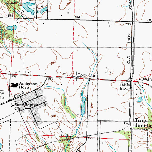 Topographic Map of Cook Family Cemetery, IL