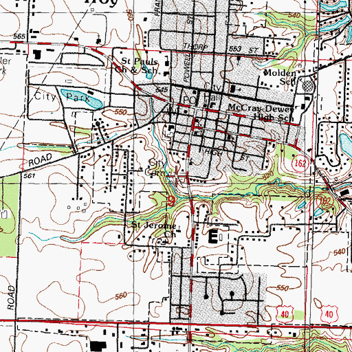 Topographic Map of Troy City Cemetery, IL