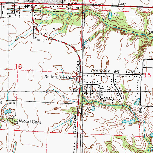 Topographic Map of Saint Jerome Catholic Cemetery, IL