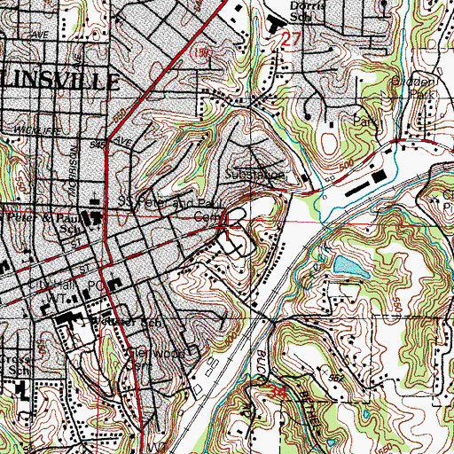 Topographic Map of Saint Peter and Paul Catholic Cemetery, IL